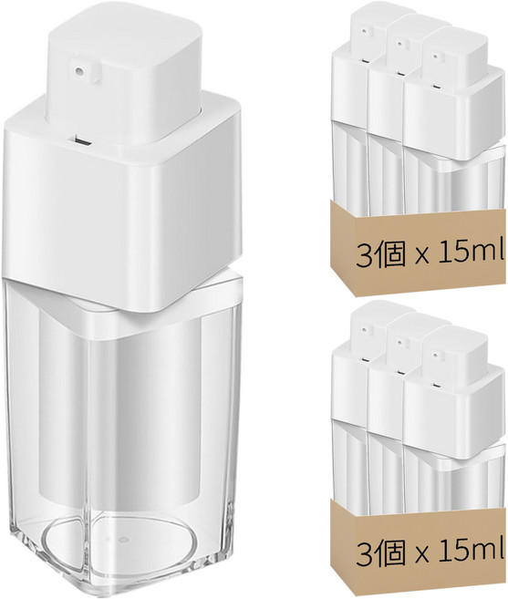 旋轉真空分裝瓶 噴霧瓶 15ml, 透明, 6個
