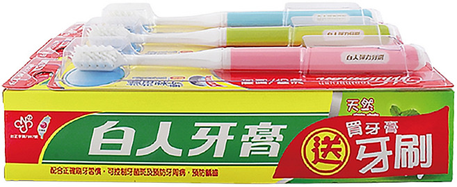 T.KI 白人 台灣公司貨 雙氟鈣牙膏牙刷組 牙刷款式隨機, 1組, 660g