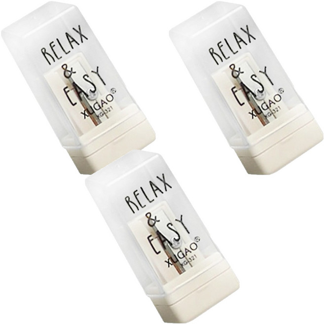 커몽커몽 간편 휴대용 미니 연필 수동 깎이 납작형, 베이지, 3개