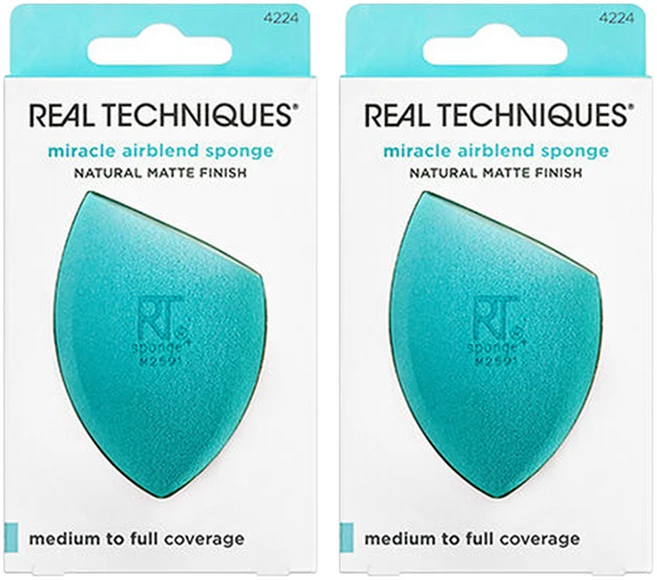 리얼테크닉스 미라클 에어블렌드 스펀지, 민트, 2개 - 쿠팡