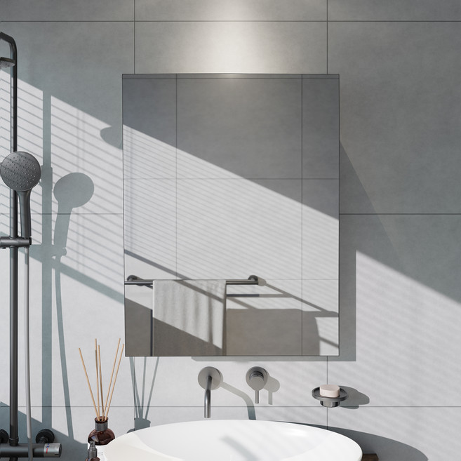 바스퍼 욕실 누드사각거울 800 x 800 mm, 실버