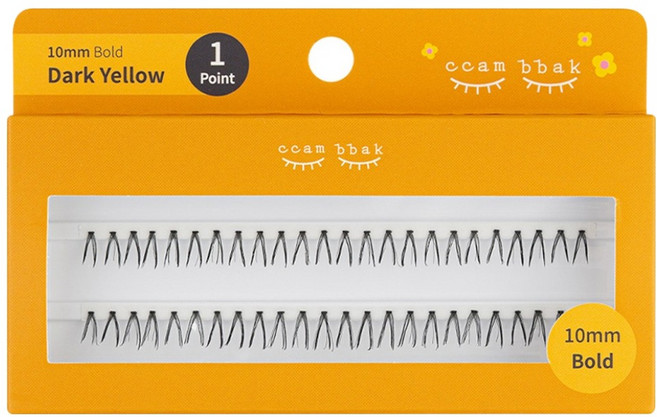 깜빡 인조 가닥속눈썹 10mm 볼드 1기둥, DarkYellow, 1개
