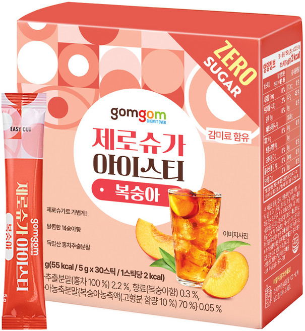 곰곰 제로슈가 아이스티 복숭아, 5g, 1개, 30개입