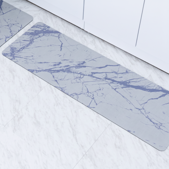 FAmILyLIFE 生活 硅藻泥快速吸水防滑腳踏墊, 冬季戀歌 灰色 + 藍色, 1個