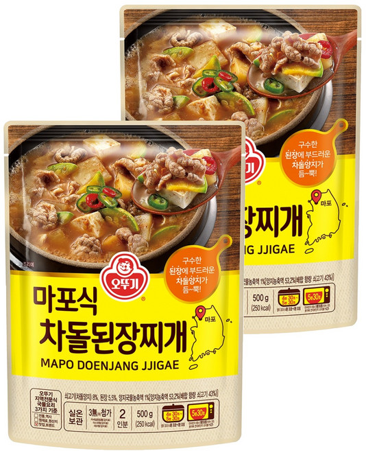 오뚜기 마포식 차돌된장찌개, 500g, 2개