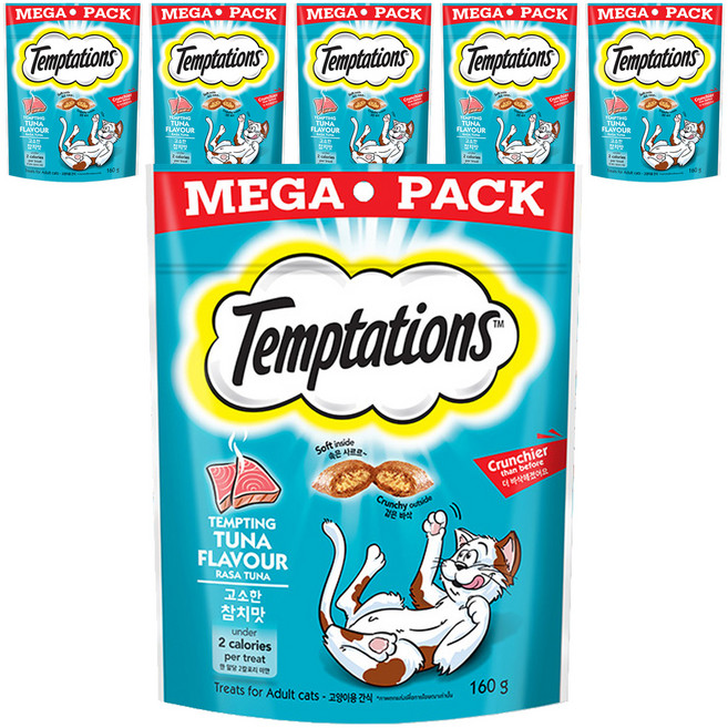 템테이션 고양이 스낵, 고소한 참치맛, 160g, 6개