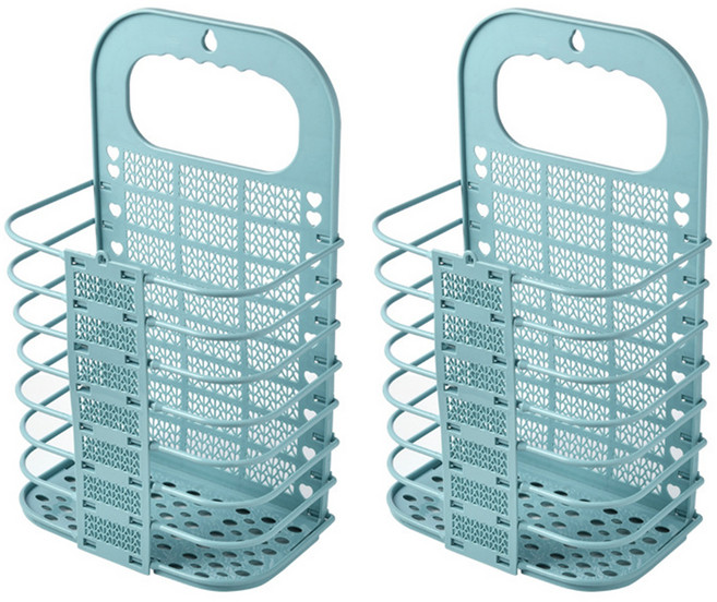 可折疊式髒衣收納籃/洗衣籃 2個, 藍色