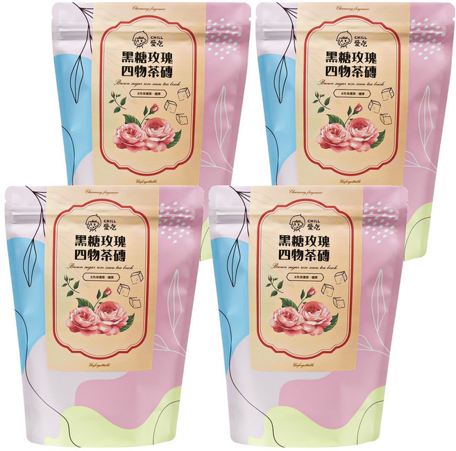 CHILL 愛吃 黑糖四物玫瑰磚, 17g, 10個裝, 4組