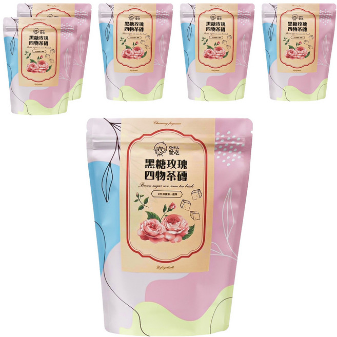 CHILL 愛吃 黑糖四物玫瑰磚, 17g, 10個裝, 6組