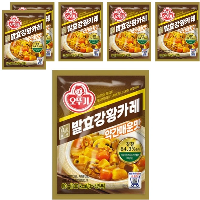 오뚜기 백세 발효 강황 카레, 80g, 6개 - 쿠팡