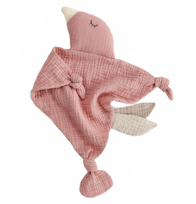 KU.KU Duckbill 酷咕鴨 KUKU PLUS 寶寶多功能安撫巾, 1個, 雀鳥 粉色