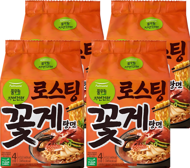 풀무원자연건면 로스팅 꽃게탕면 103g, 16개