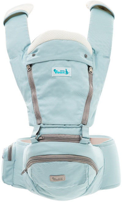 YODA 優的寶貝 全配花色透氣儲物座椅式揹帶 適用於3~36個月孩童 最大承重20公斤 附口水巾遮陽帽, 優雅藍