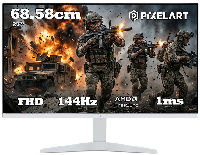 픽셀아트 FHD 144Hz 제로베젤 화이트 게이밍 모니터, 68.58cm, PA2740W(일반)