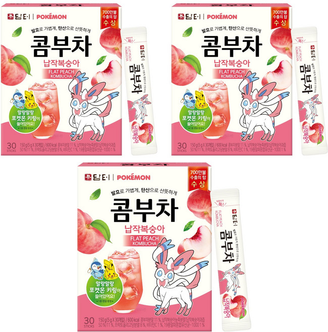 담터 포켓몬 콤부차 납작복숭아, 5g, 30개입, 3개