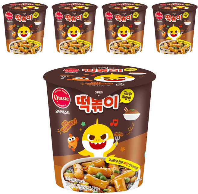 오테이스트 핑크퐁 아기상어 떡볶이 고소한 짜장맛, 116g, 5개