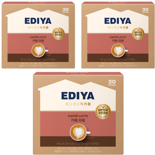 이디야 카페 라떼, 15g, 30개입, 3개