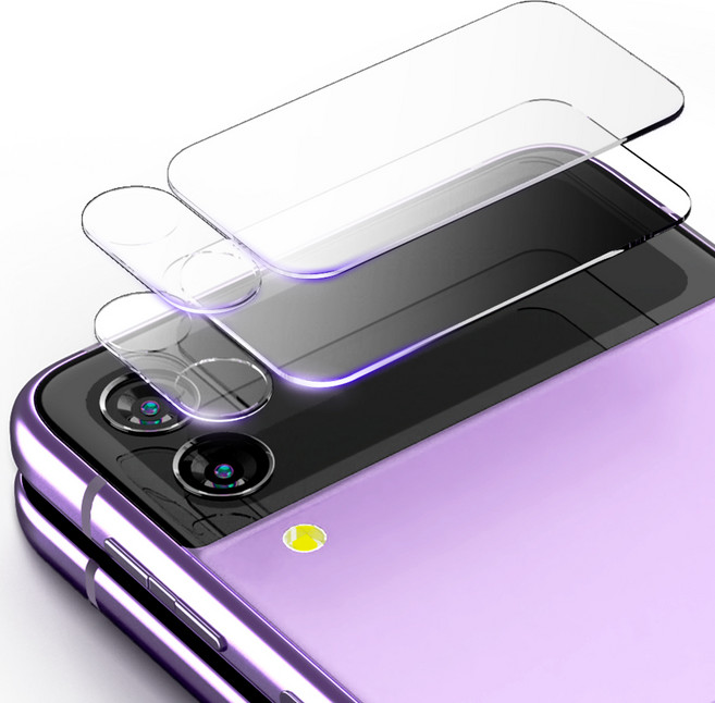 구스페리 빛번짐 방지 에어가드 풀커버 카메라 렌즈 + 후면보호 강화유리 휴대폰 액정보호필름 2매, 1세트