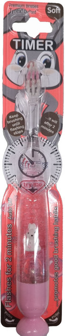 비브라이트 캐릭터 LED 타이머 동물친구 어린이 칫솔, 토끼(핑크), 1개입, 2개