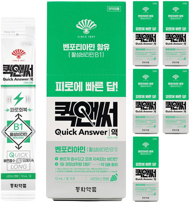 동화약품 피로회복제 퀵앤써액 샤인머스캣향, 96ml, 6개