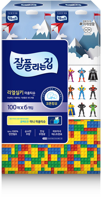 잘풀리는집 천연펄프 미용티슈 2겹, 100매, 6개