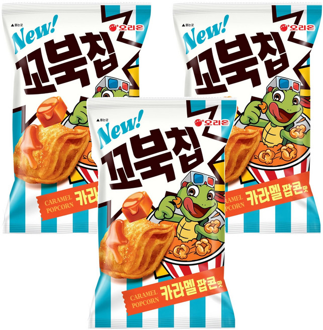오리온 꼬북칩 카라멜팝콘, 72g, 3개