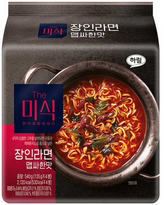 더미식 장인라면 맵싸한맛 135g, 4개