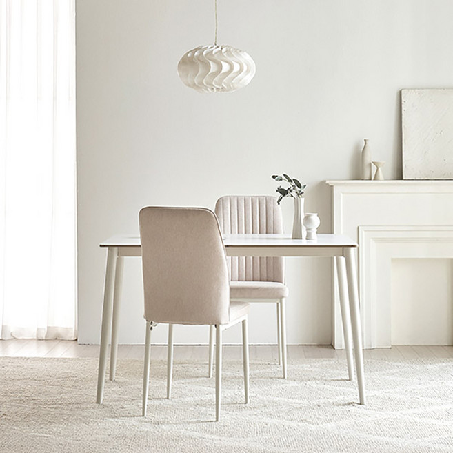 스칸디아 몬테 포세린 통세라믹 식탁 2인용 1200 + 의자2p 세트 방문설치, 화이트(식탁), 오트밀(의자), 일반의자 2