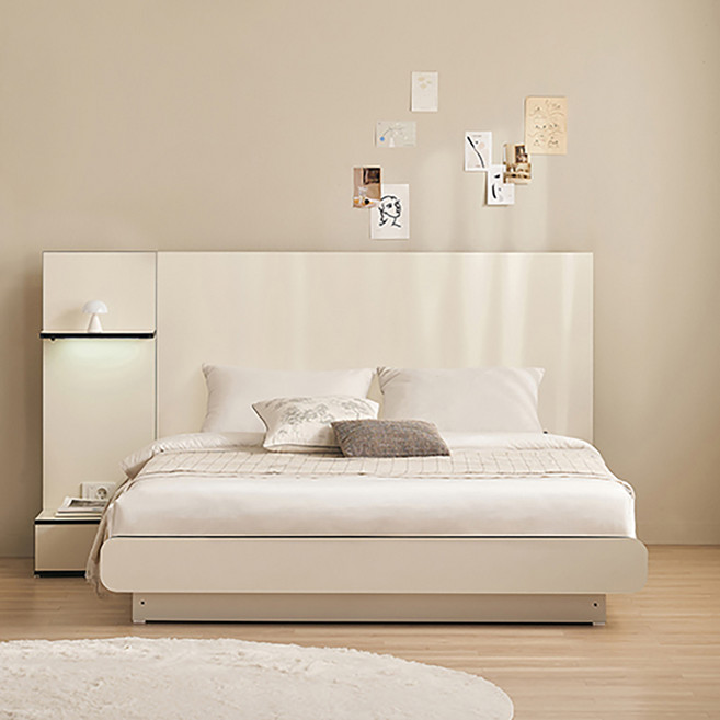 잉글랜더 SAF 모아 평상형 침대 프레임 + 협탁 세트 방문설치, 베이지