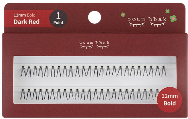 깜빡 인조 가닥속눈썹 12mm 볼드 1기둥, DarkRed, 1개
