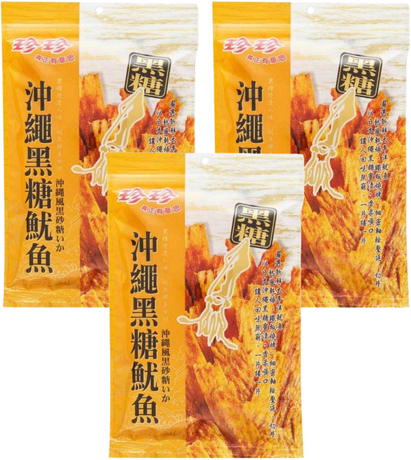 珍珍 沖繩黑糖魷魚絲, 27g, 3包