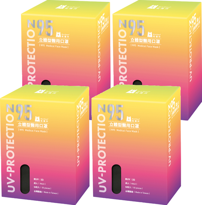 BLUE EAGLE 藍鷹牌 成人N95立體型醫用口罩, 霧灰色, 50片, 4盒