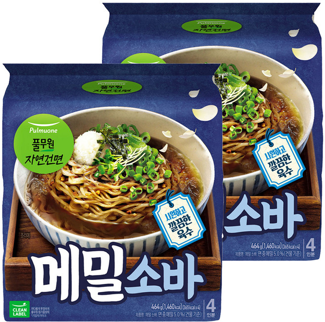 풀무원 자연건면 메밀소바, 464g, 2개