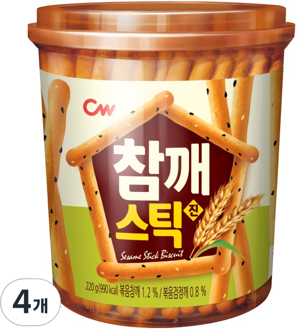청우식품 참깨스틱 진, 220g, 4개