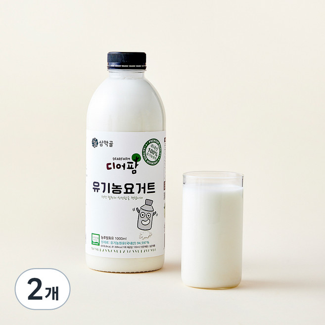 디어팜 유기가공식품 인증 수제요거트, 1L, 1개입, 2개