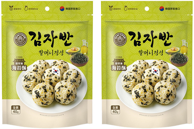 SUNI COOK 順伊奶奶 韓國酪梨油海苔酥, 40g, 2個
