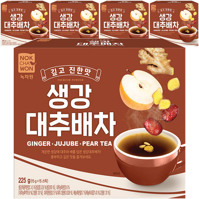 녹차원 생강대추배차 스틱, 15g, 15개입, 5개