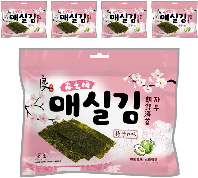 良澔 韓式海苔 梅子口味, 5包, 30g
