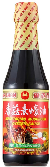 萬家香 香菇素蠔油 玻璃瓶包裝 嚴選台灣埔里香菇研磨粉 純釀造工藝 不添加化學醬油、焦糖色素、味精, 360g, 1瓶