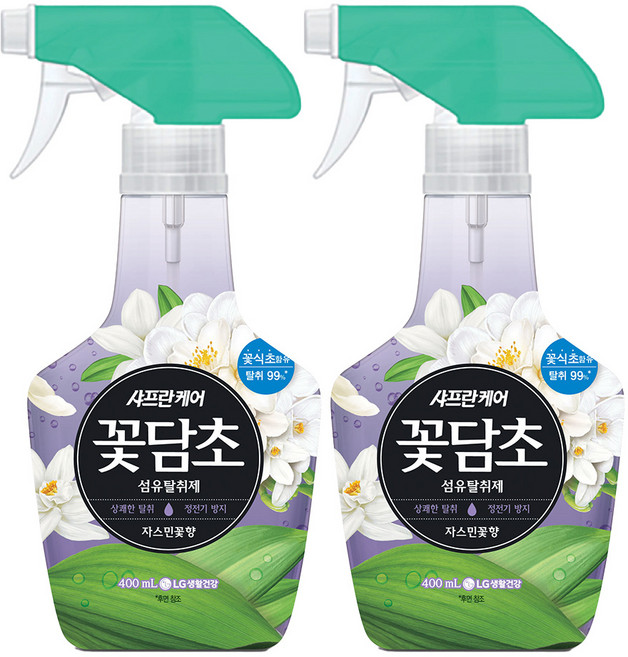 샤프란 꽃담초 섬유탈취제 자스민꽃향 본품, 400ml, 2개
