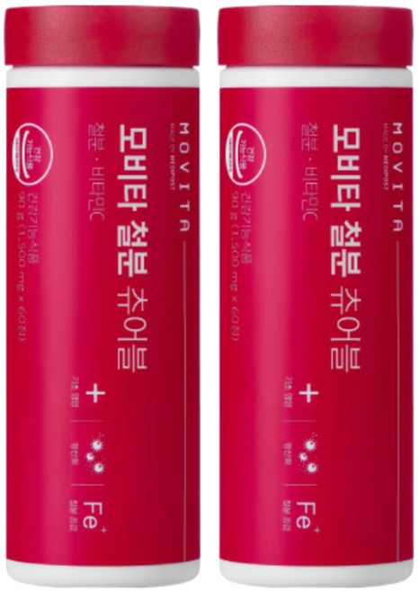 모비타 철분 츄어블 90g, 2개, 60정