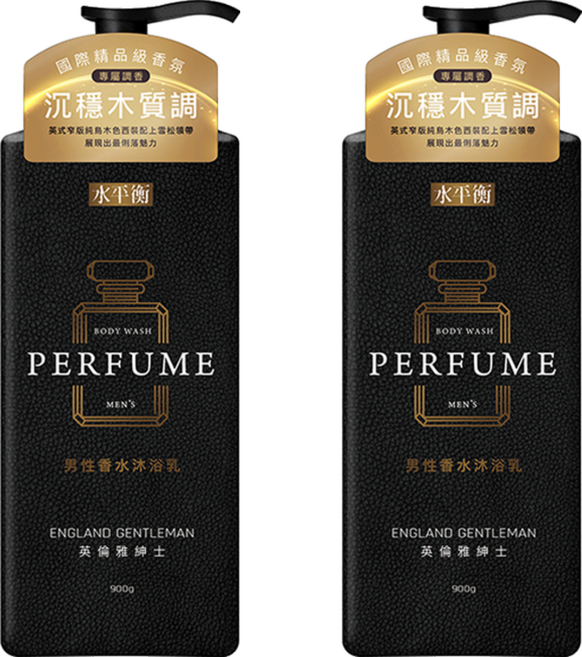 水平衡 男性香水沐浴乳 雅紳士 沉穩木質香調, 900g, 2瓶