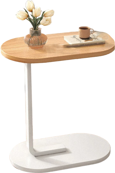 北歐風沙發邊小茶几, 木紋 + 白色, 1個