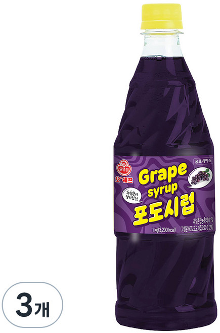 오쉐프 포도시럽, 1kg, 3개