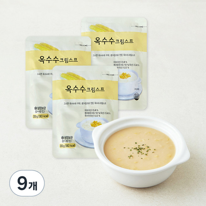 사랑과정성 옥수수크림스프 (냉장), 200g, 9개