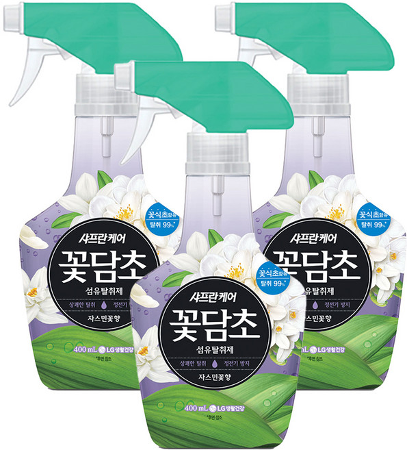 샤프란 꽃담초 섬유탈취제 자스민꽃향 본품, 400ml, 3개