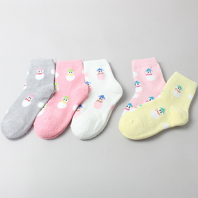 키즈퓨처 아동용 눈사람 연 보온 수면 양말 5켤레
