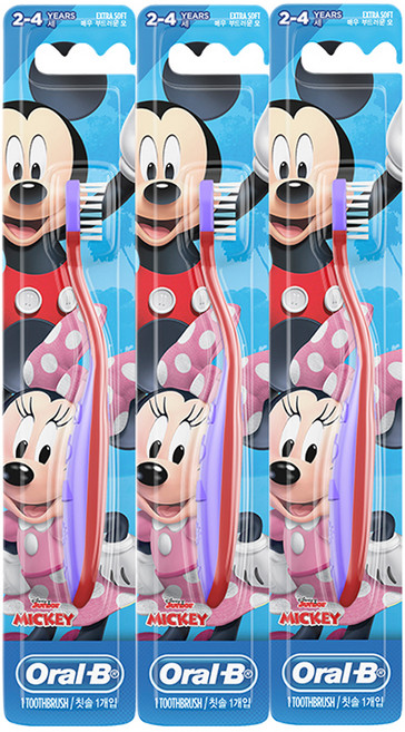 오랄비 스테이지스 미키마우스 영유아 칫솔 2단계, 랜덤 발송, 1개입, 3개