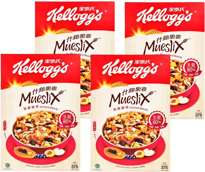Kellogg's 家樂氏 Mueslix 什錦果麥 美麗纖果, 375g, 4盒