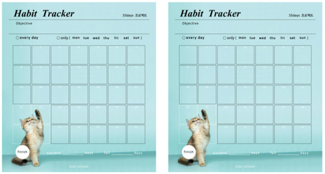 아이씨엘디자인 Habit Tracker 35day 포토 해빗트래커 목표달성, 고양이, 2개